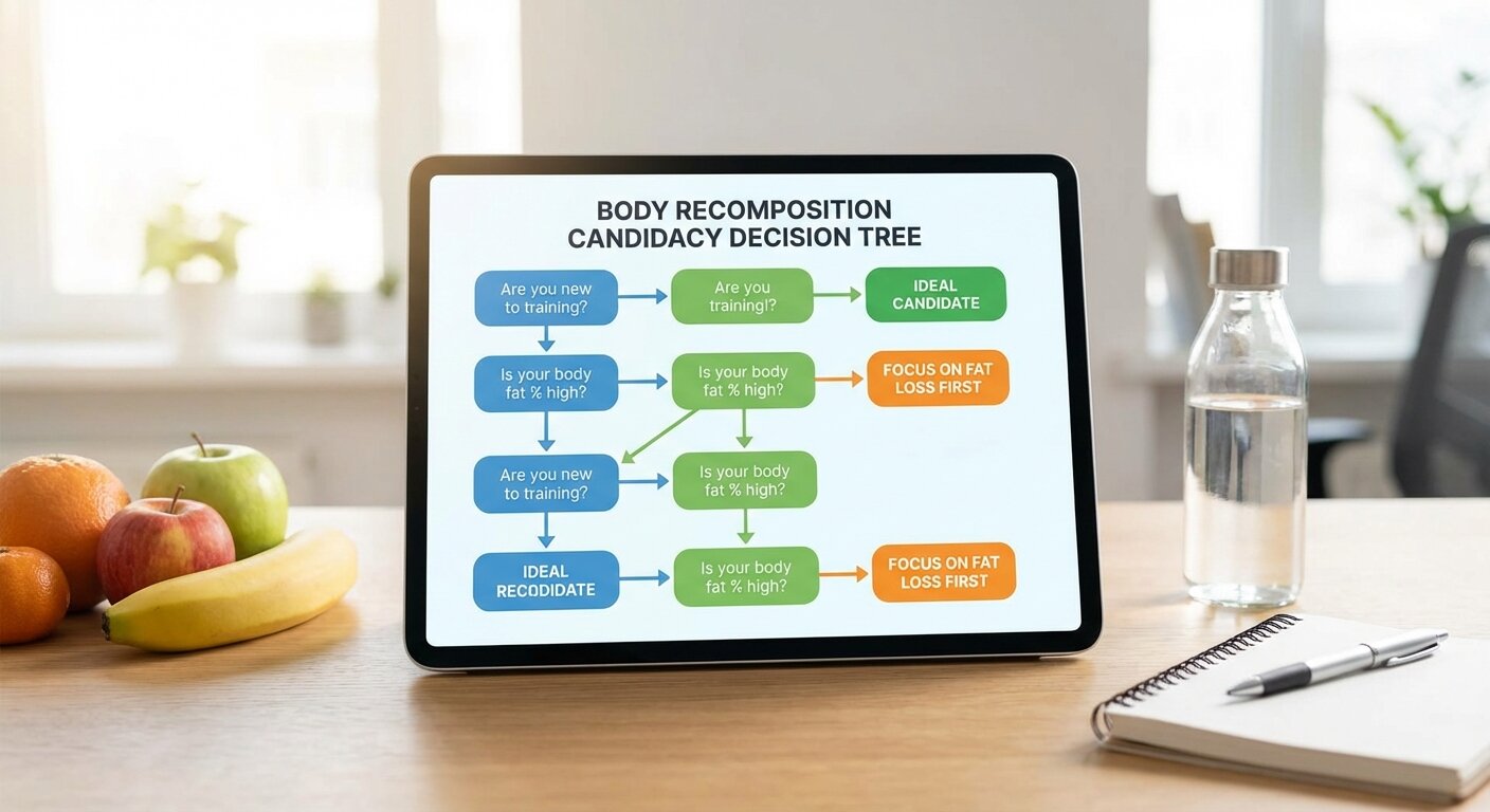 Body recomp candidacy decision tree flowchart
