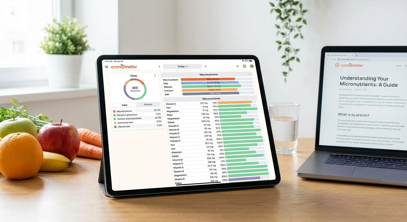 Cronometer app interface showing detailed nutrition breakdown with micronutrients
