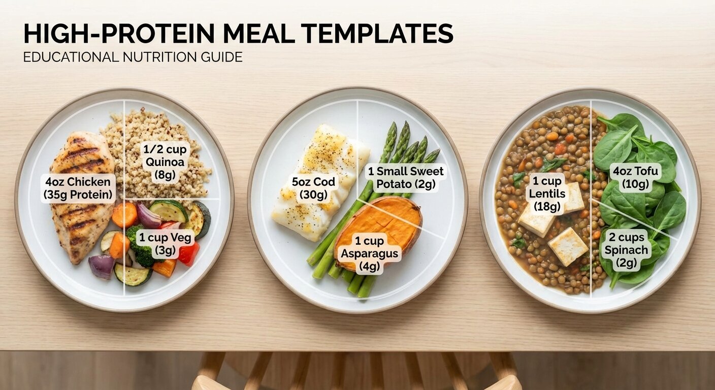 High-protein meal templates with portions