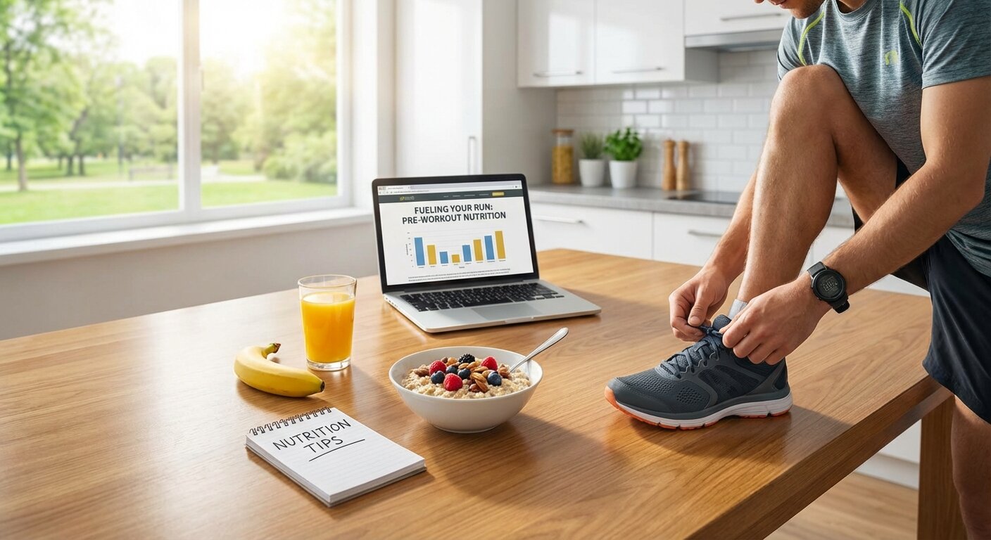 Runner preparing for morning training with breakfast