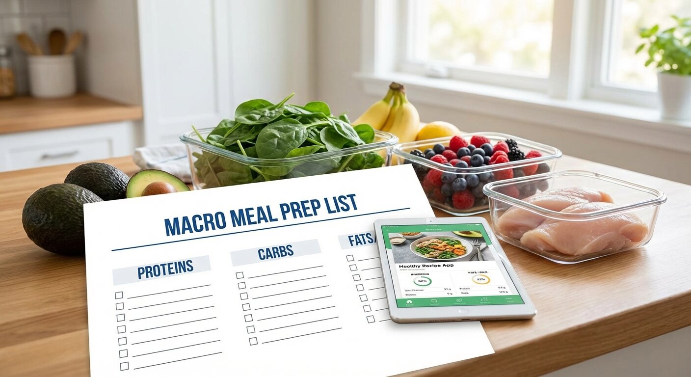 Grocery shopping list template for macro meal prep