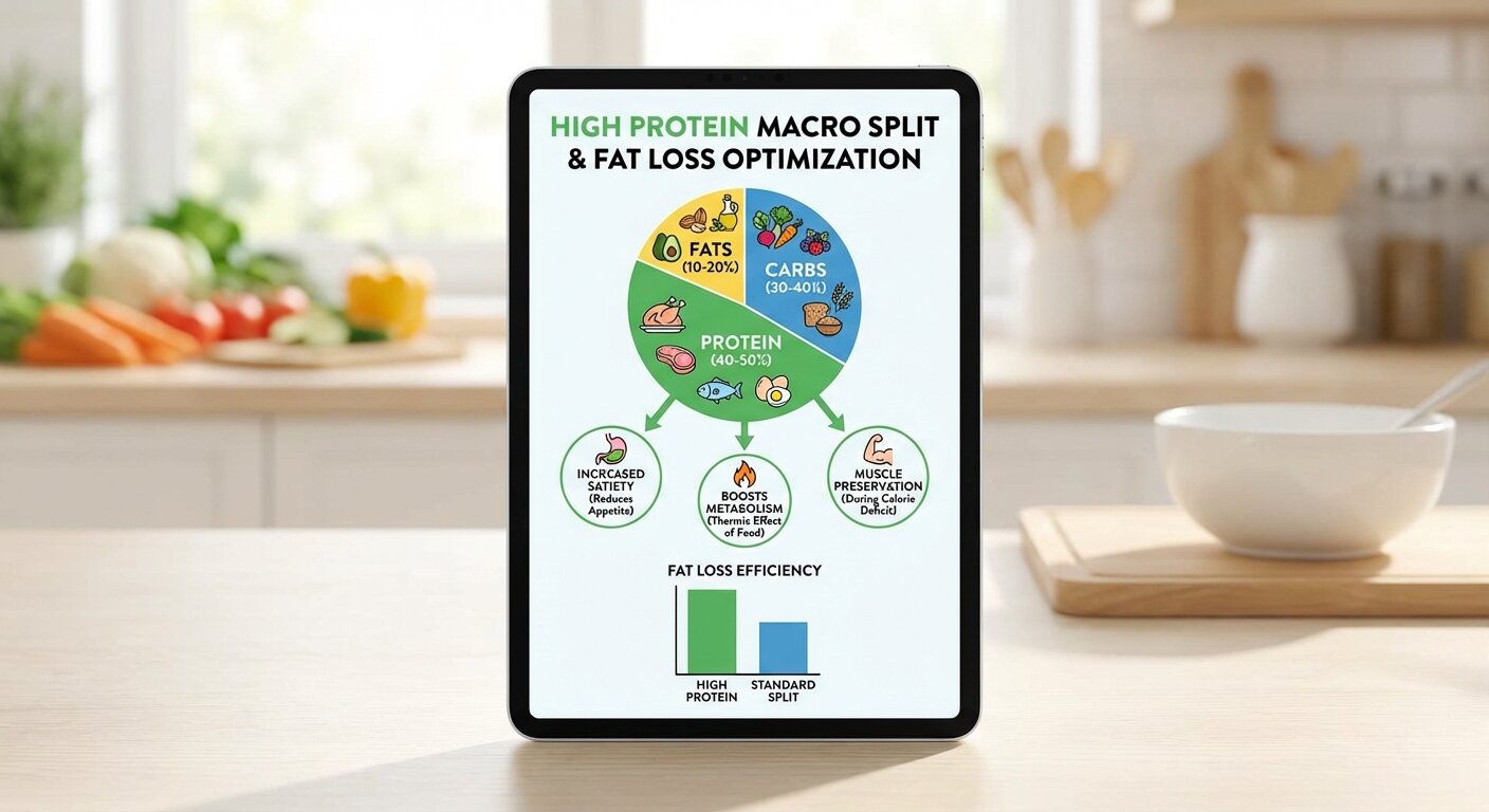 Macro split comparison chart showing 40/35/25 vs other common ratios
