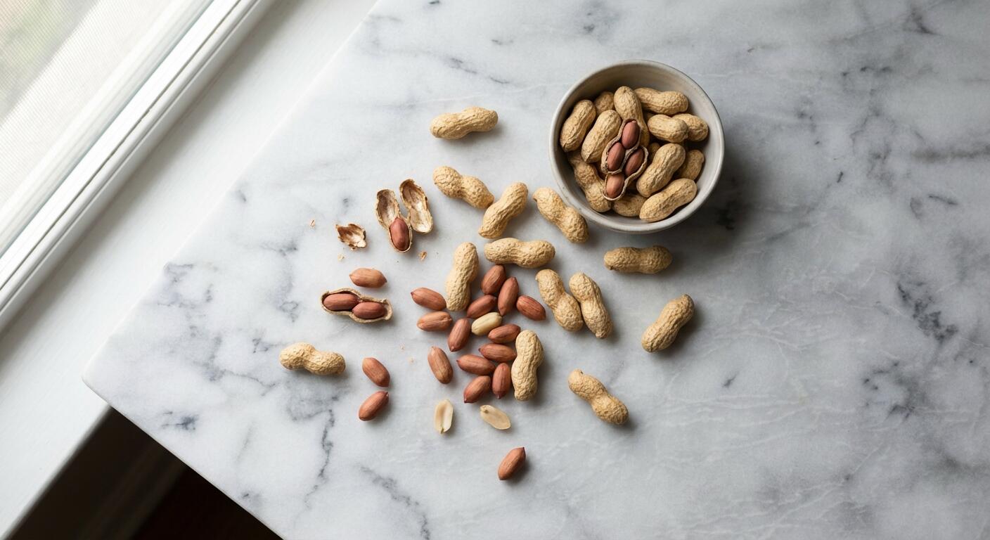 Raw peanuts in shell and shelled - 26g protein, 16g carbs, 49g fat per 100g